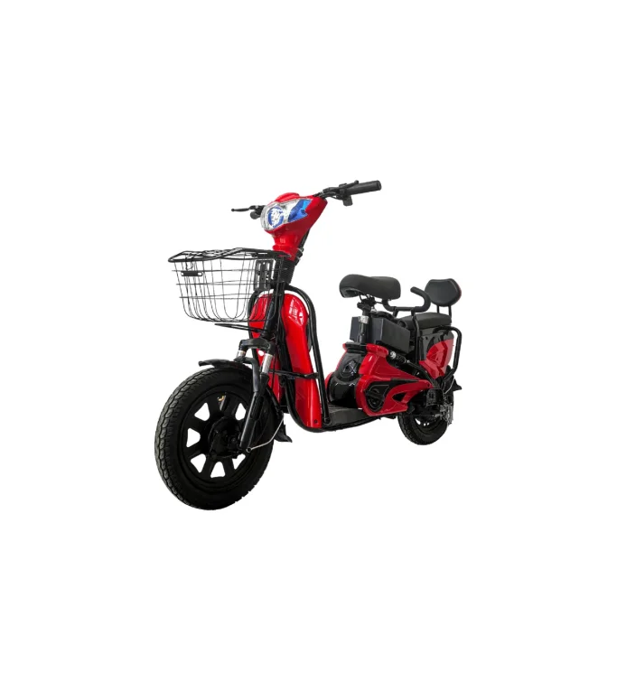 WINDHORSE M1 Electric Delivery Bike 400W Motor, 55KM/H Max Speed, Dual Seat, 14 Inches Tires, Front Grocery Basket, Remote Lock