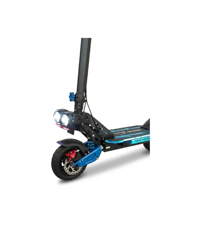 H8 Electric Folding Scooter 3600W, Dual 1800W Motors, 48V 27Ah Battery, 80KM/H Speed, 65KM Range, Dual Suspension, 10x3 Inches Tires - BLUE
