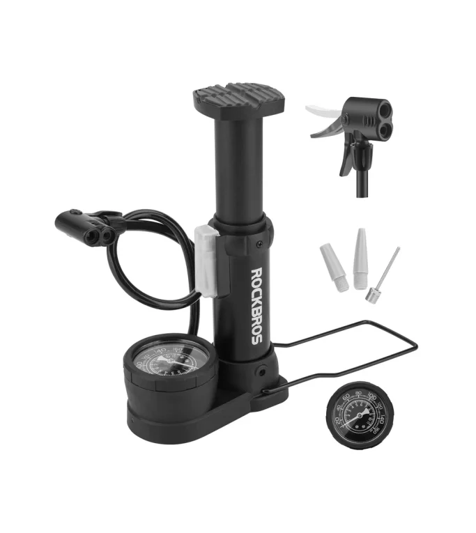 ROCKBROS Bicycle Pump Mini Foot Pumps Portable Pump with Pressure Gauge