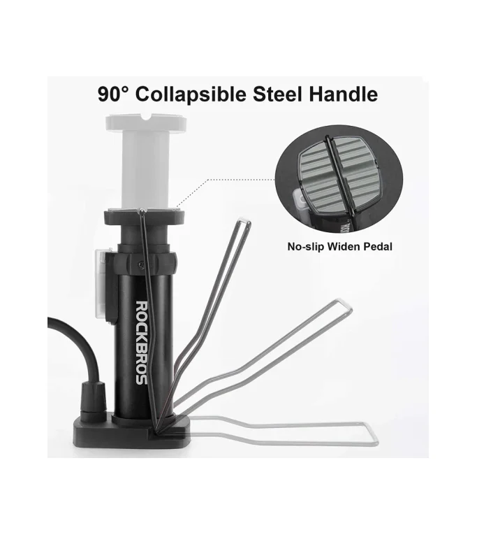 ROCKBROS Bicycle Pump Mini Foot Pumps Portable Pump with Pressure Gauge